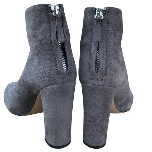 J Crew Adele Grey Italian Suede Leather Heeled Back Zipper Ankle Boots S… - Picture 4 of 7